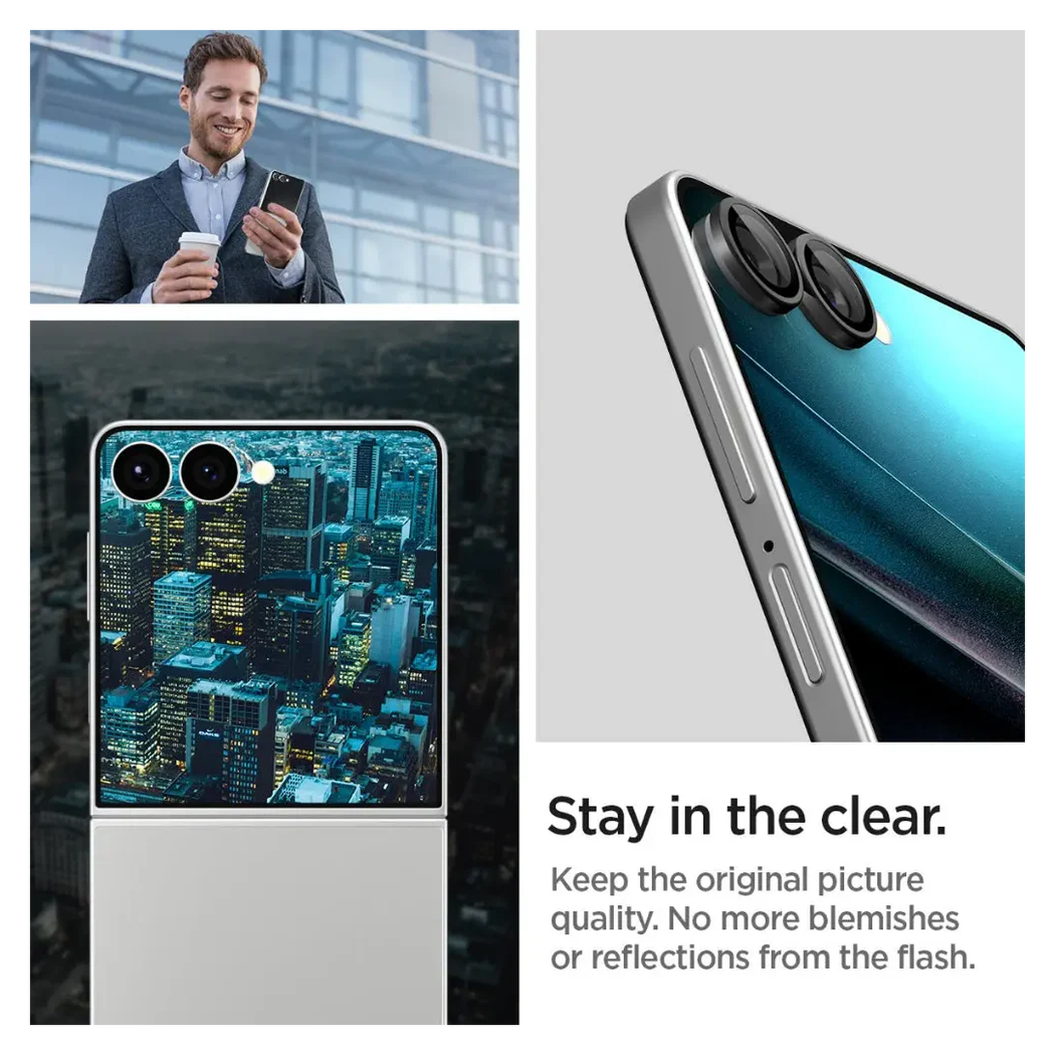 Spigen EZ Fit Optik Pro Samsung Z Flip 7 Camera Lens Protector zwart (2-Pack) afbeelding 5