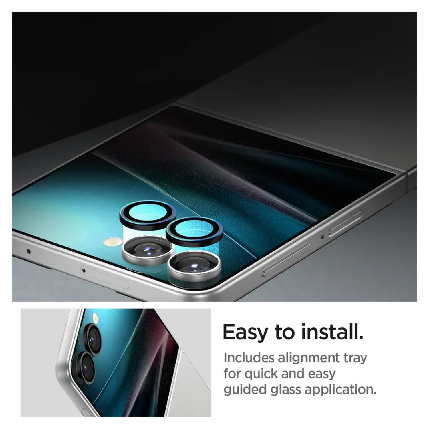 Spigen EZ Fit Optik Pro Samsung Z Flip 7 Camera Lens Protector zwart (2-Pack) afbeelding 6
