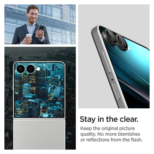 Spigen EZ Fit Optik Pro Samsung Z Flip 7 Camera Lens Protector zwart (2-Pack) afbeelding 5