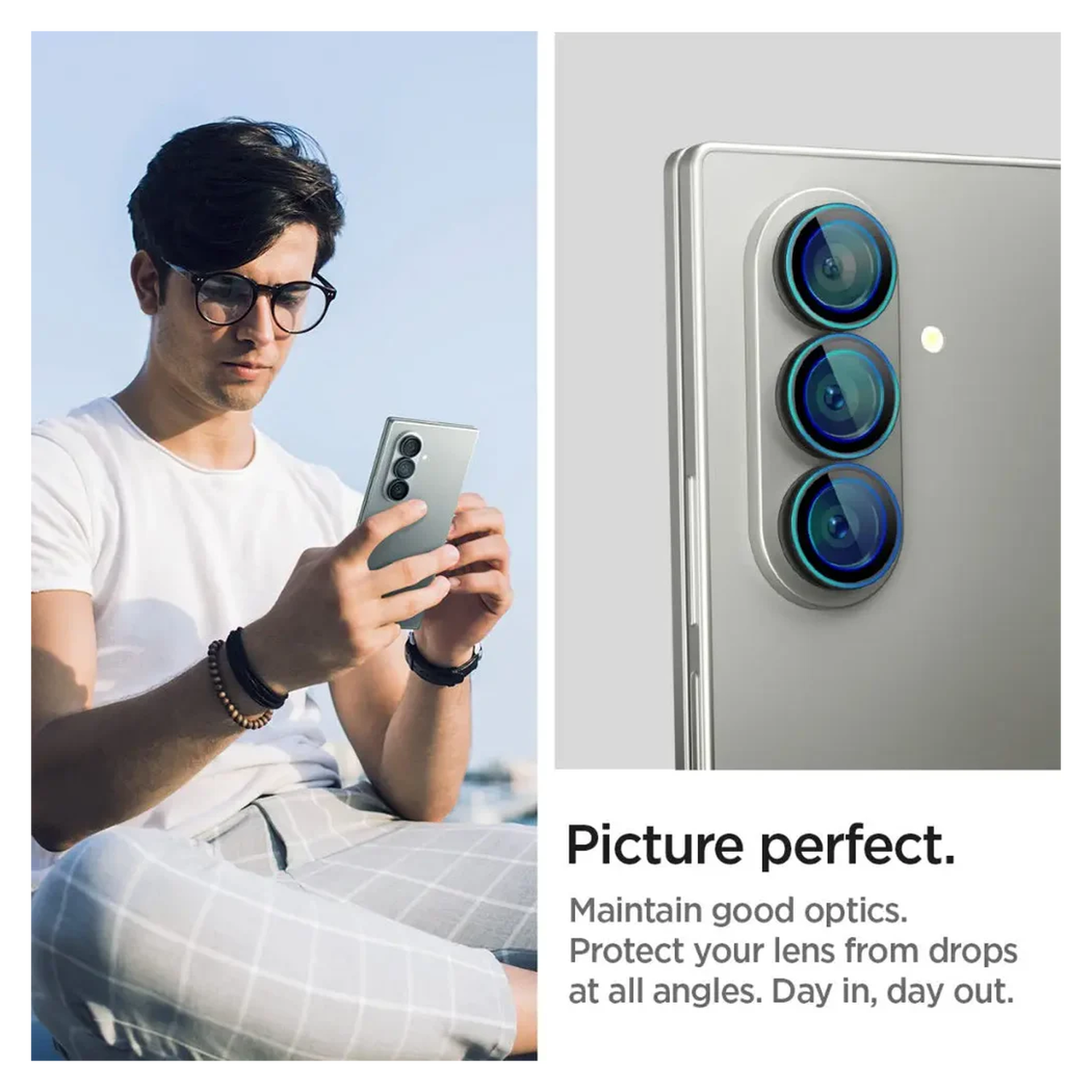 Spigen EZ Fit Optik Pro Samsung Fold 7 Camera Lens Protector zwart (2-Pack) afbeelding 3