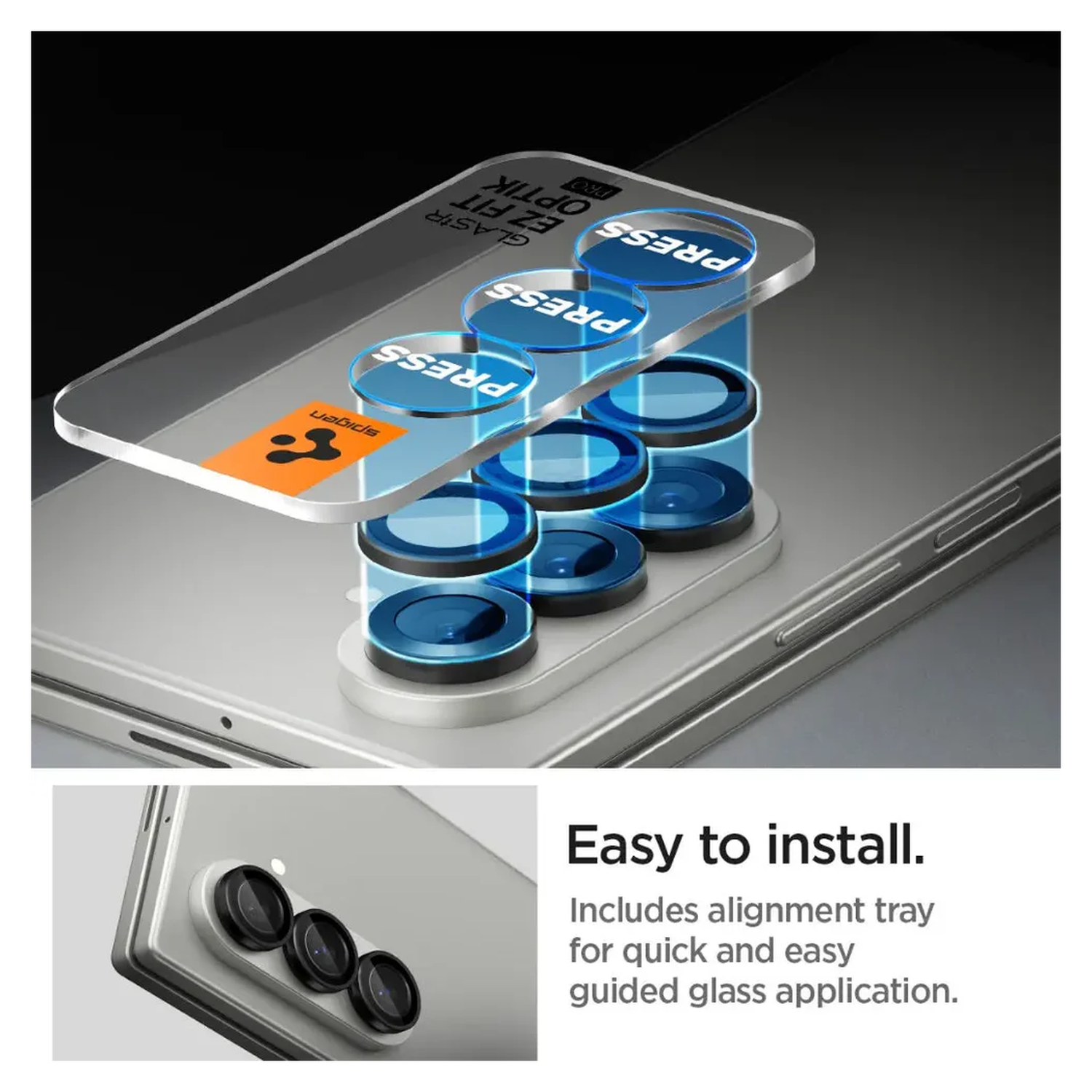 Spigen EZ Fit Optik Pro Samsung Fold 7 Camera Lens Protector zwart (2-Pack) afbeelding 5