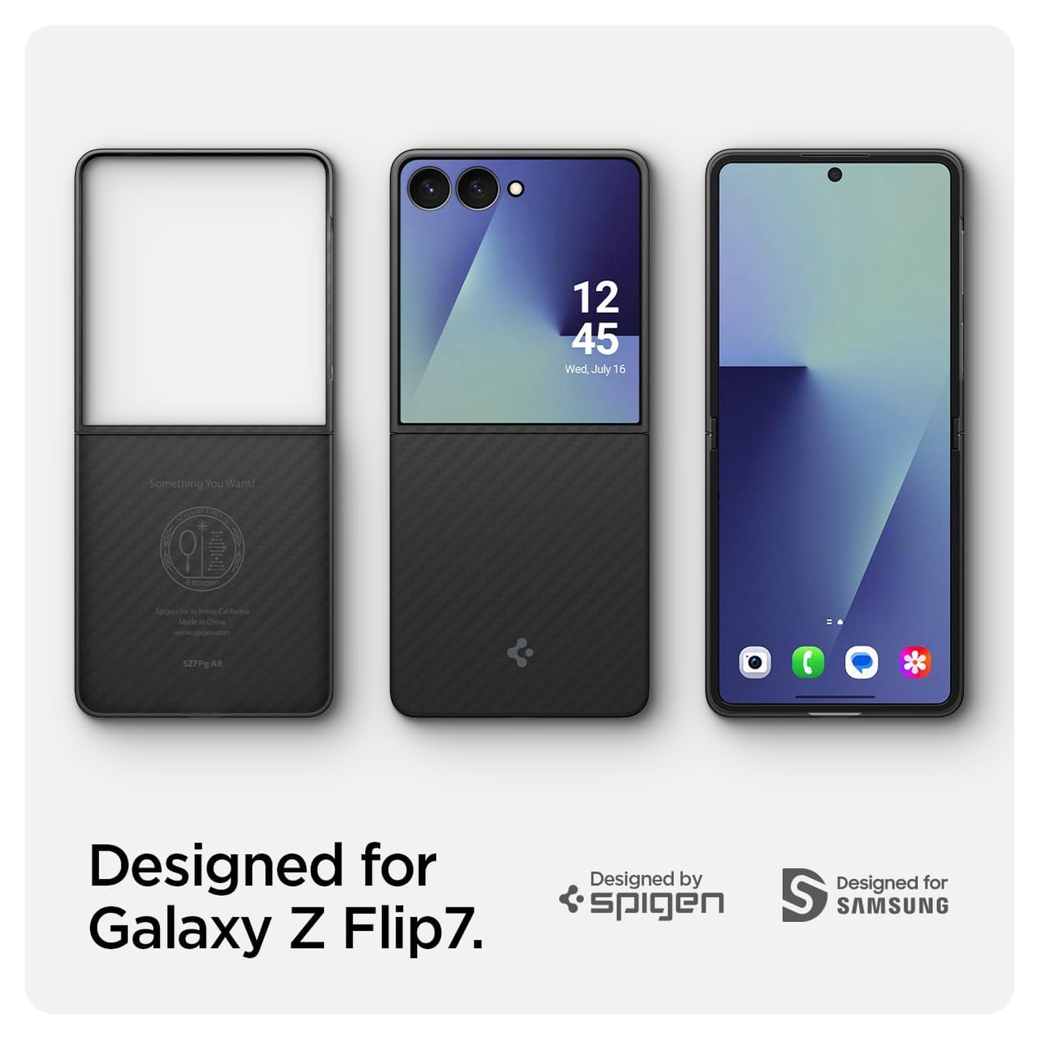 Spigen Air Skin Samsung Galaxy Z Flip 7 Hoesje Back Cover Aramide Zwart afbeelding 3