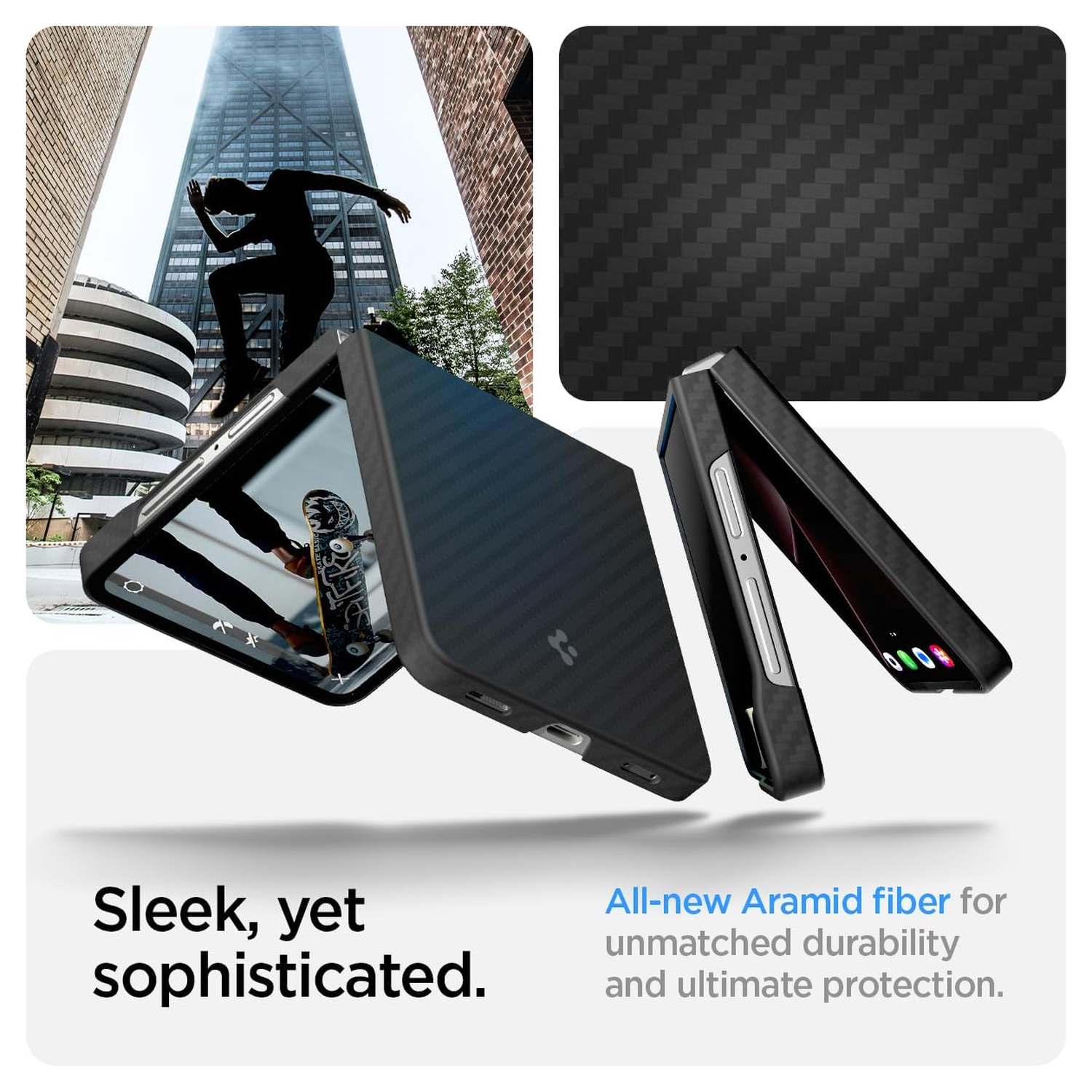Spigen Air Skin Samsung Galaxy Z Flip 7 Hoesje Back Cover Aramide Zwart afbeelding 4