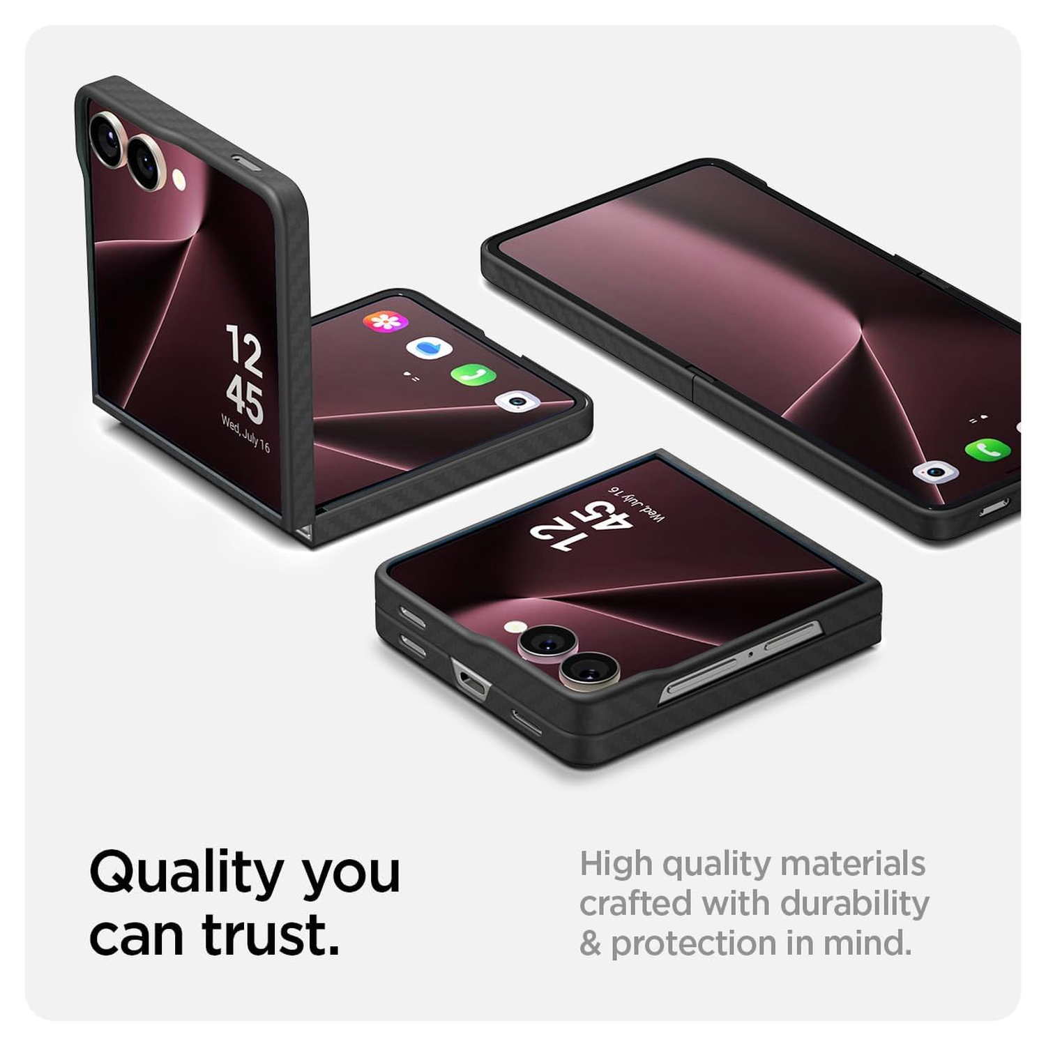 Spigen Air Skin Samsung Galaxy Z Flip 7 Hoesje Back Cover Aramide Zwart afbeelding 9