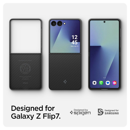 Spigen Air Skin Samsung Galaxy Z Flip 7 Hoesje Back Cover Aramide Zwart afbeelding 3
