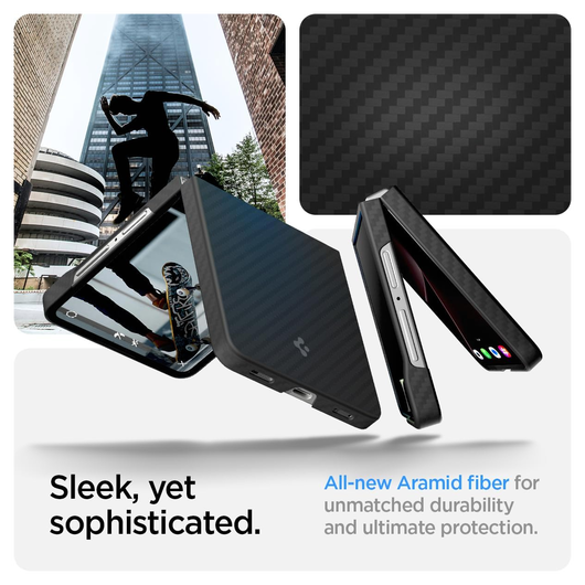 Spigen Air Skin Samsung Galaxy Z Flip 7 Hoesje Back Cover Aramide Zwart afbeelding 4