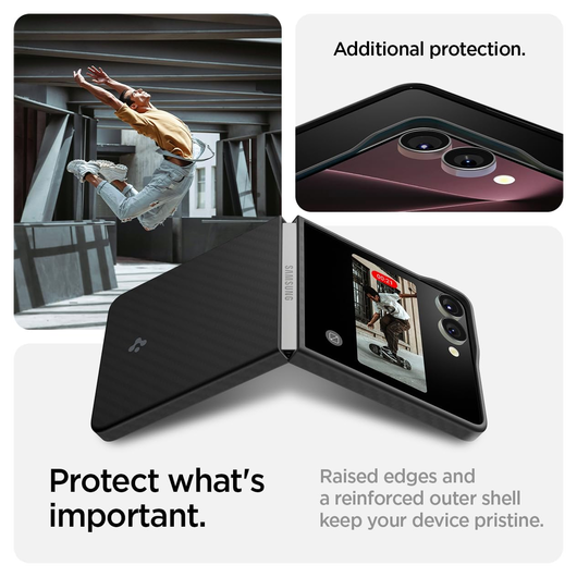 Spigen Air Skin Samsung Galaxy Z Flip 7 Hoesje Back Cover Aramide Zwart afbeelding 7