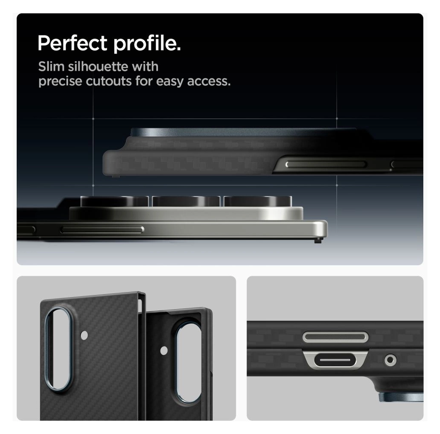 Spigen Air Skin Samsung Galaxy Z Fold 7 Hoesje Back Cover Aramide Zwart afbeelding 6