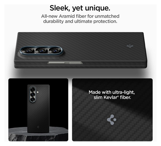 Spigen Air Skin Samsung Galaxy Z Fold 7 Hoesje Back Cover Aramide Zwart afbeelding 3