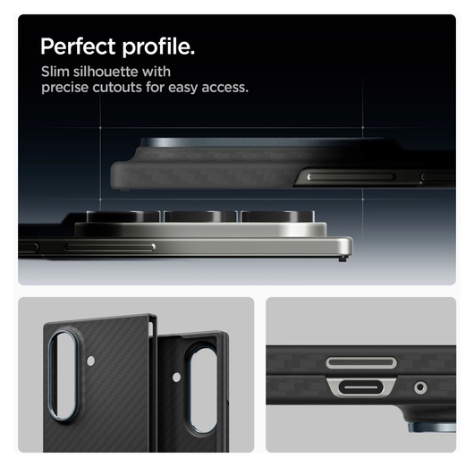 Spigen Air Skin Samsung Galaxy Z Fold 7 Hoesje Back Cover Aramide Zwart afbeelding 6
