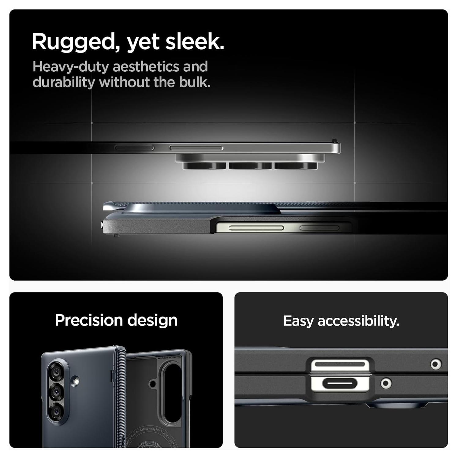 Spigen Slim Armor MagFit Samsung Galaxy Z Fold 7 Hoesje MagSafe Metal Slate afbeelding 6