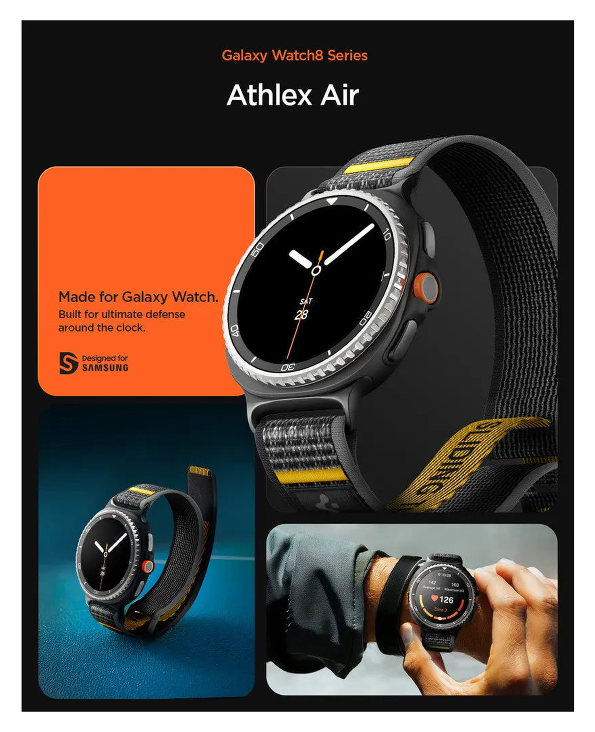 Spigen Athlex Air Samsung Galaxy Watch 8 / Watch 8 Classic - Zwart afbeelding 3