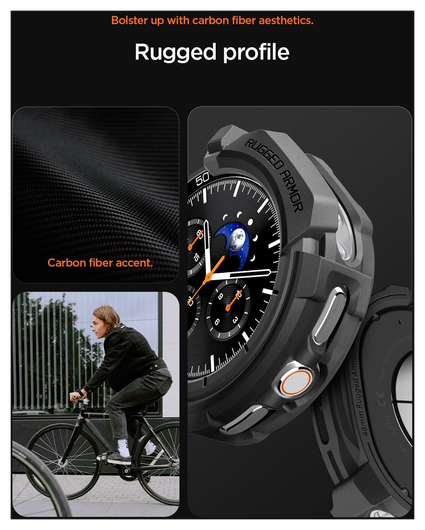 Spigen Rugged Armor - Samsung Galaxy Watch 8 Classic Hoesje Bumper Case - Zwart afbeelding 4