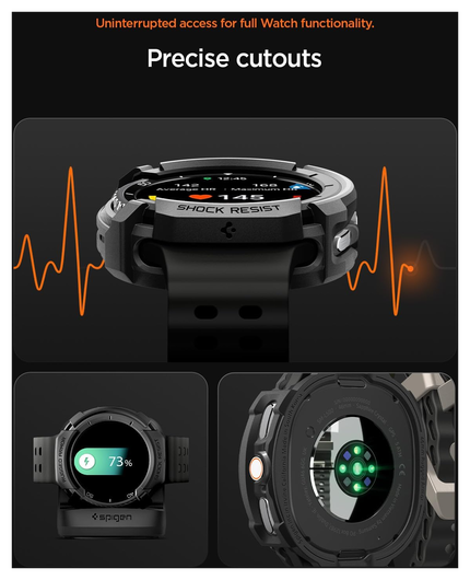 Spigen Rugged Armor - Samsung Galaxy Watch 8 Classic Hoesje Bumper Case - Zwart afbeelding 5