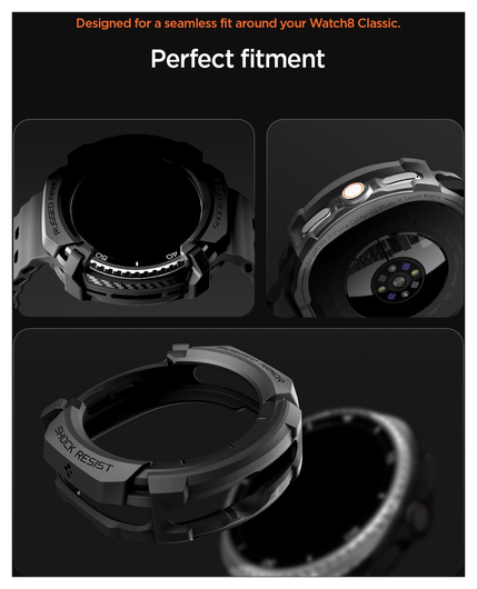 Spigen Rugged Armor - Samsung Galaxy Watch 8 Classic Hoesje Bumper Case - Zwart afbeelding 6