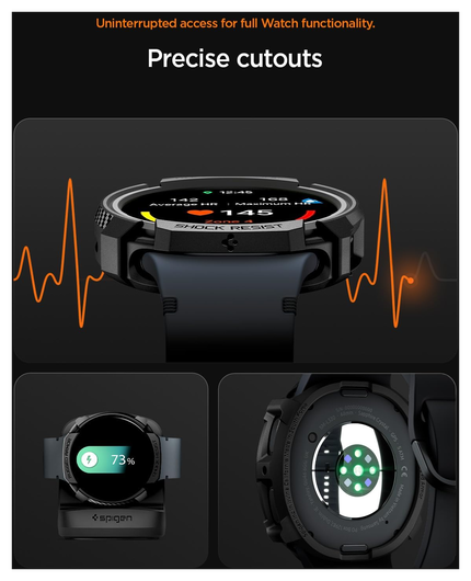 Spigen Rugged Armor - Samsung Galaxy Watch 8 44MM Hoesje Bumper Case - Zwart afbeelding 5