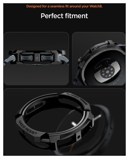 Spigen Rugged Armor - Samsung Galaxy Watch 8 44MM Hoesje Bumper Case - Zwart afbeelding 6