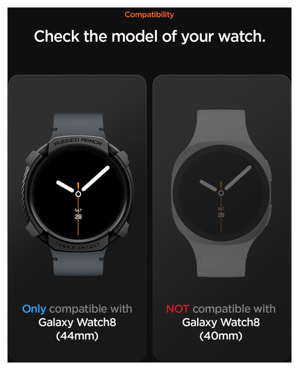 Spigen Rugged Armor - Samsung Galaxy Watch 8 44MM Hoesje Bumper Case - Zwart afbeelding 7
