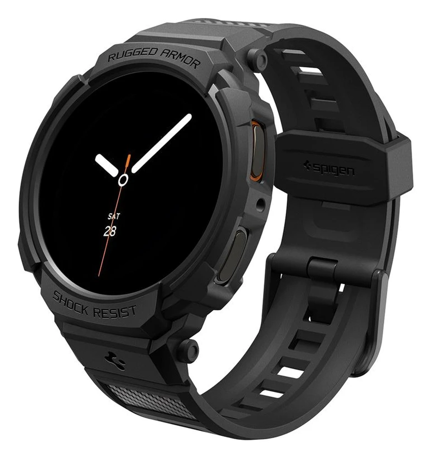 Spigen Rugged Armor Pro - Samsung Galaxy Watch 8 40MM - Hoesje en Bandje - Zwart afbeelding 1