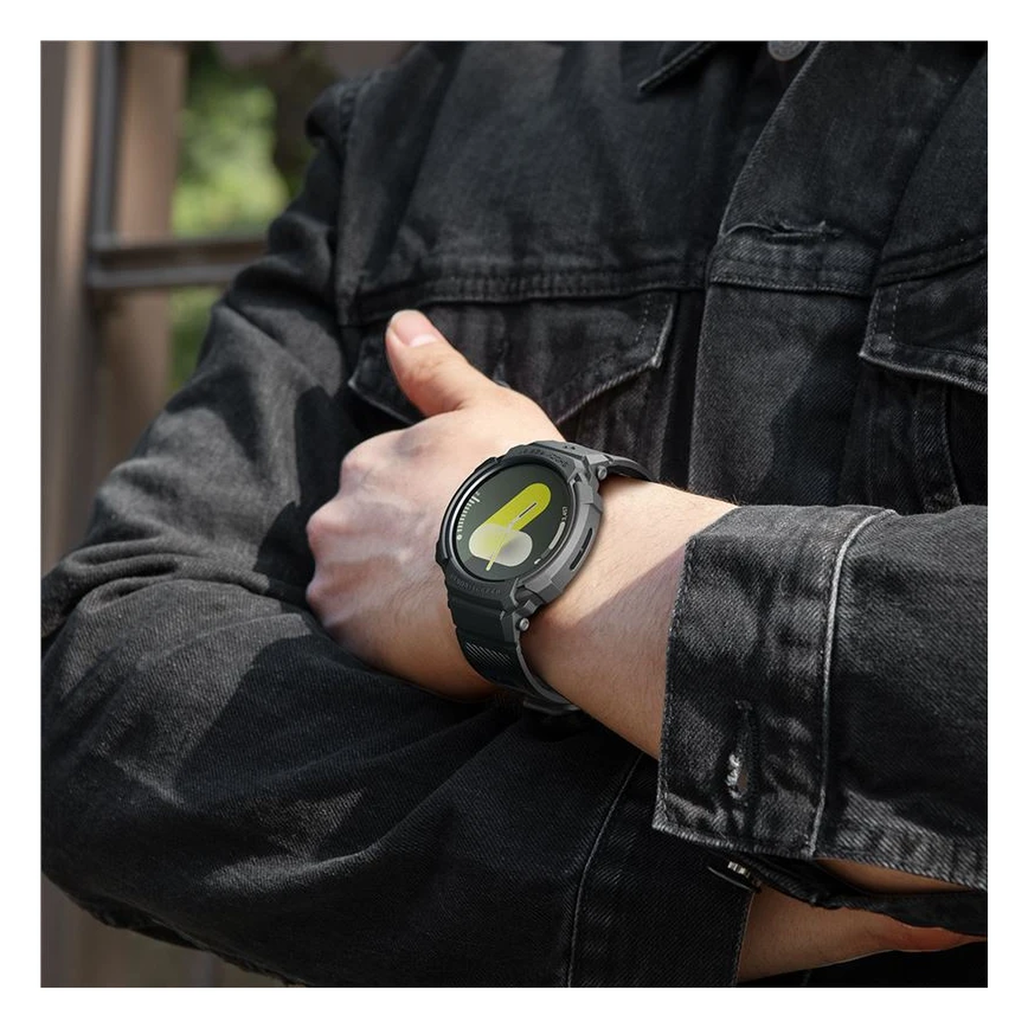 Spigen Rugged Armor Pro - Samsung Galaxy Watch 8 40MM - Hoesje en Bandje - Zwart afbeelding 8