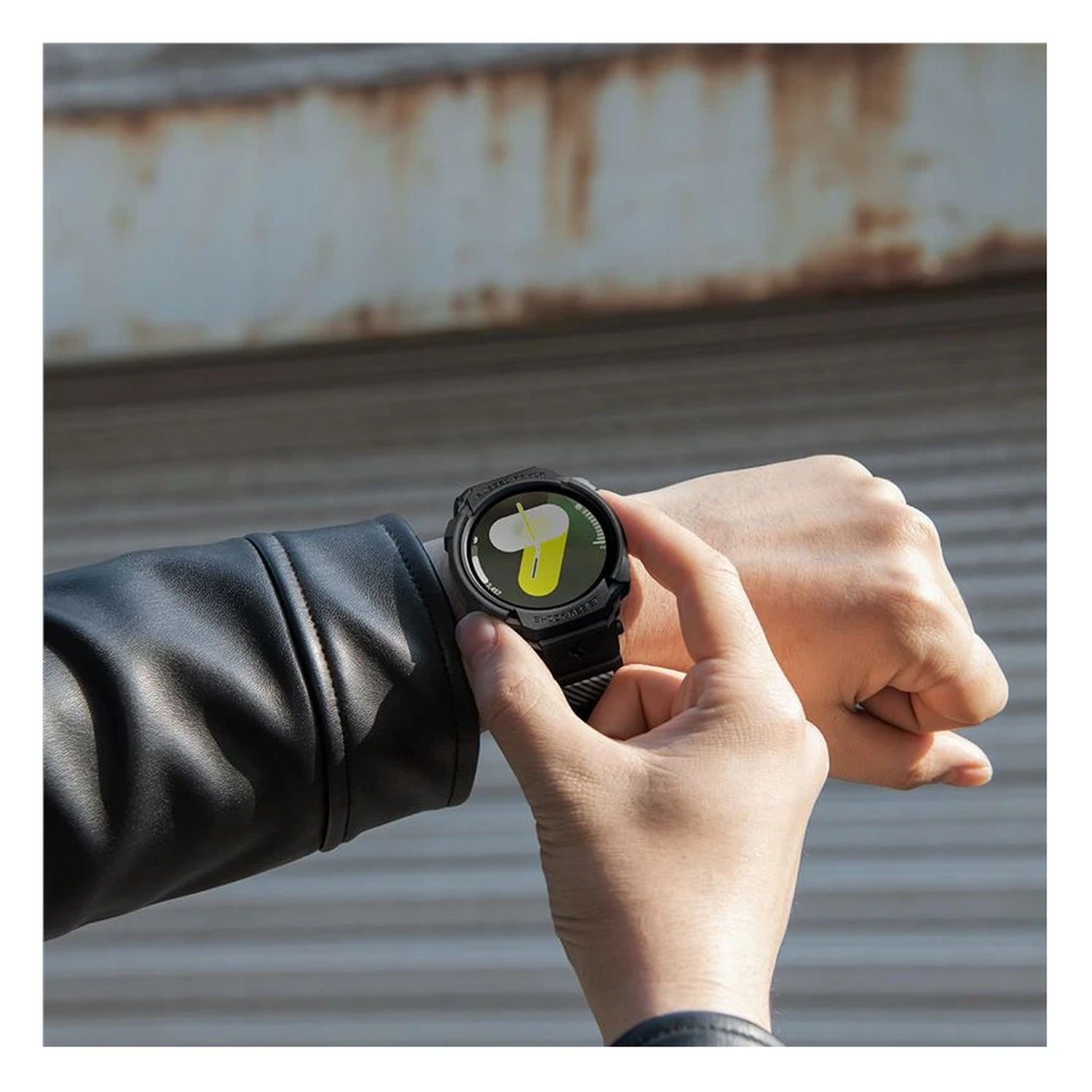 Spigen Rugged Armor Pro - Samsung Galaxy Watch 8 40MM - Hoesje en Bandje - Zwart afbeelding 9