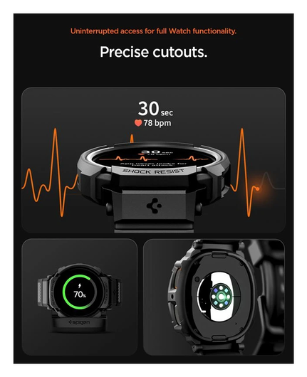 Spigen Rugged Armor Pro - Samsung Galaxy Watch 8 40MM - Hoesje en Bandje - Zwart afbeelding 6