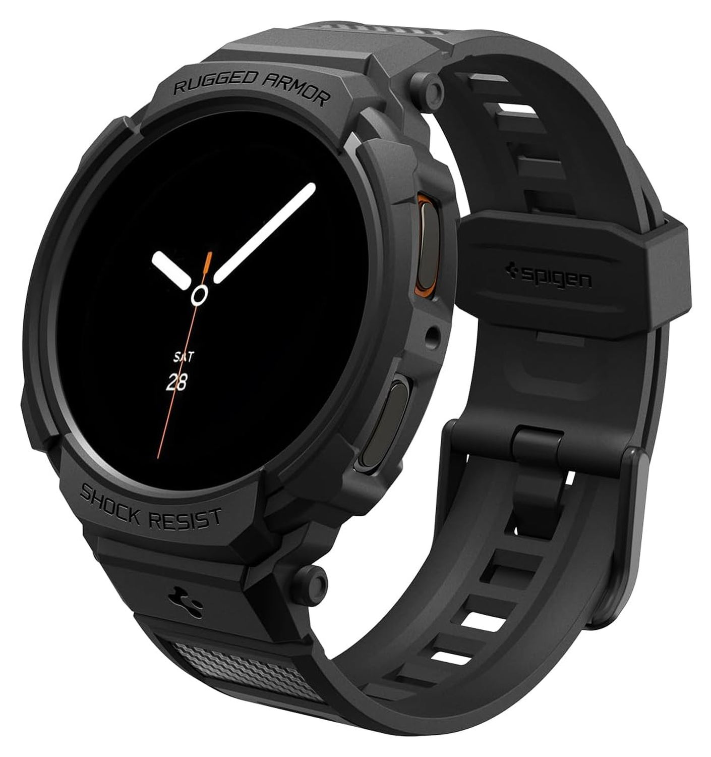 Spigen Rugged Armor Pro - Samsung Galaxy Watch 8 44MM - Hoesje en Bandje - Zwart afbeelding 1