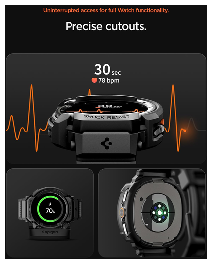 Spigen Rugged Armor Pro - Samsung Watch 8 Classic - Hoesje en Bandje - Zwart afbeelding 5