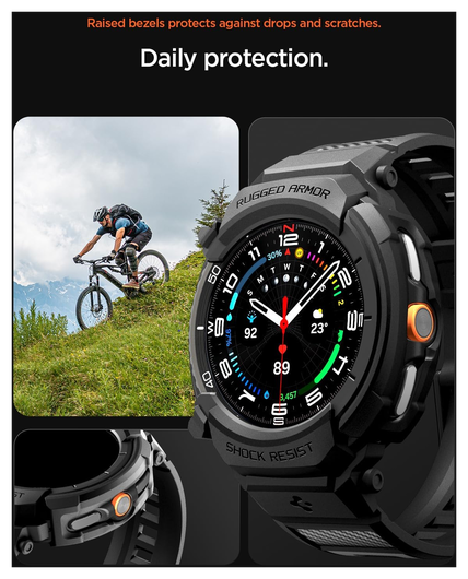 Spigen Rugged Armor Pro - Samsung Watch 8 Classic - Hoesje en Bandje - Zwart afbeelding 6