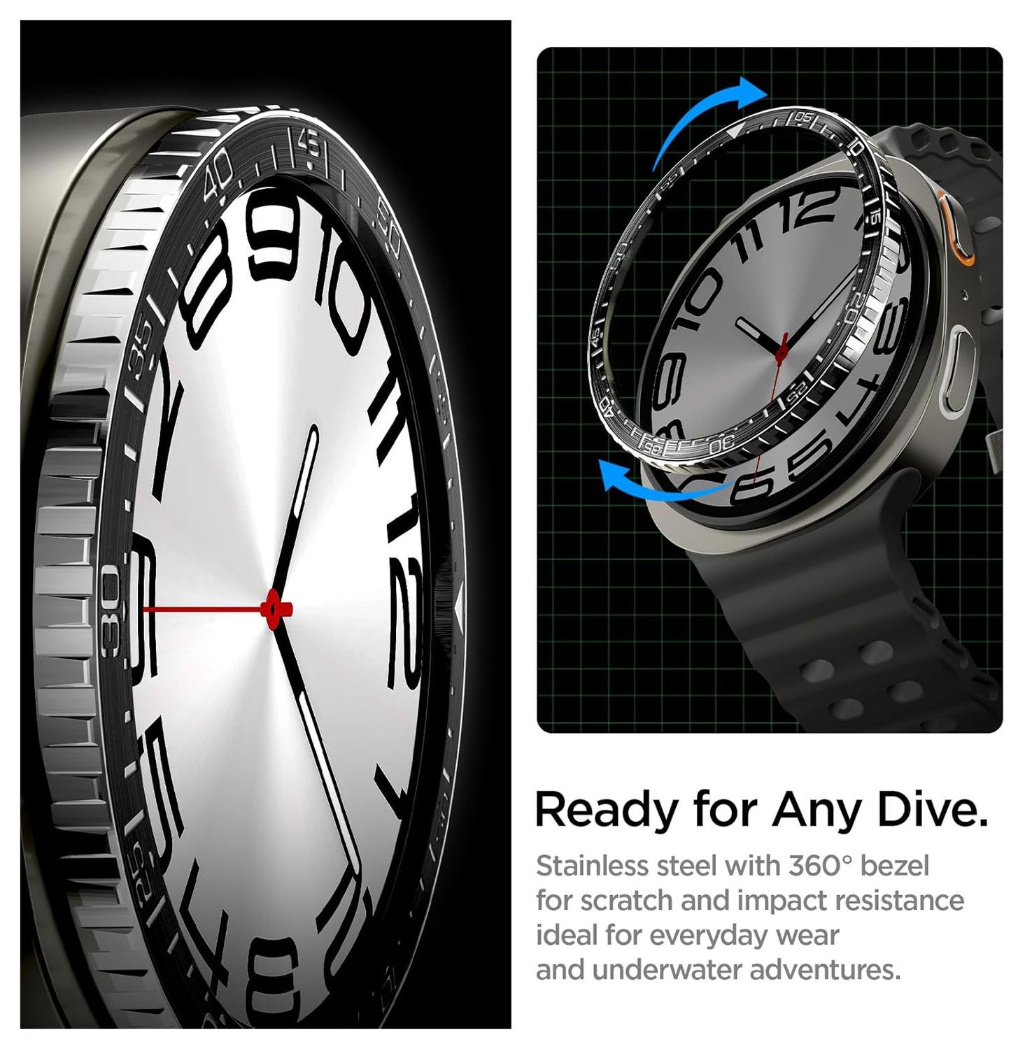 Spigen Samsung Galaxy Watch 8 44MM Bezel Ring Randbeschermer Zwart afbeelding 3
