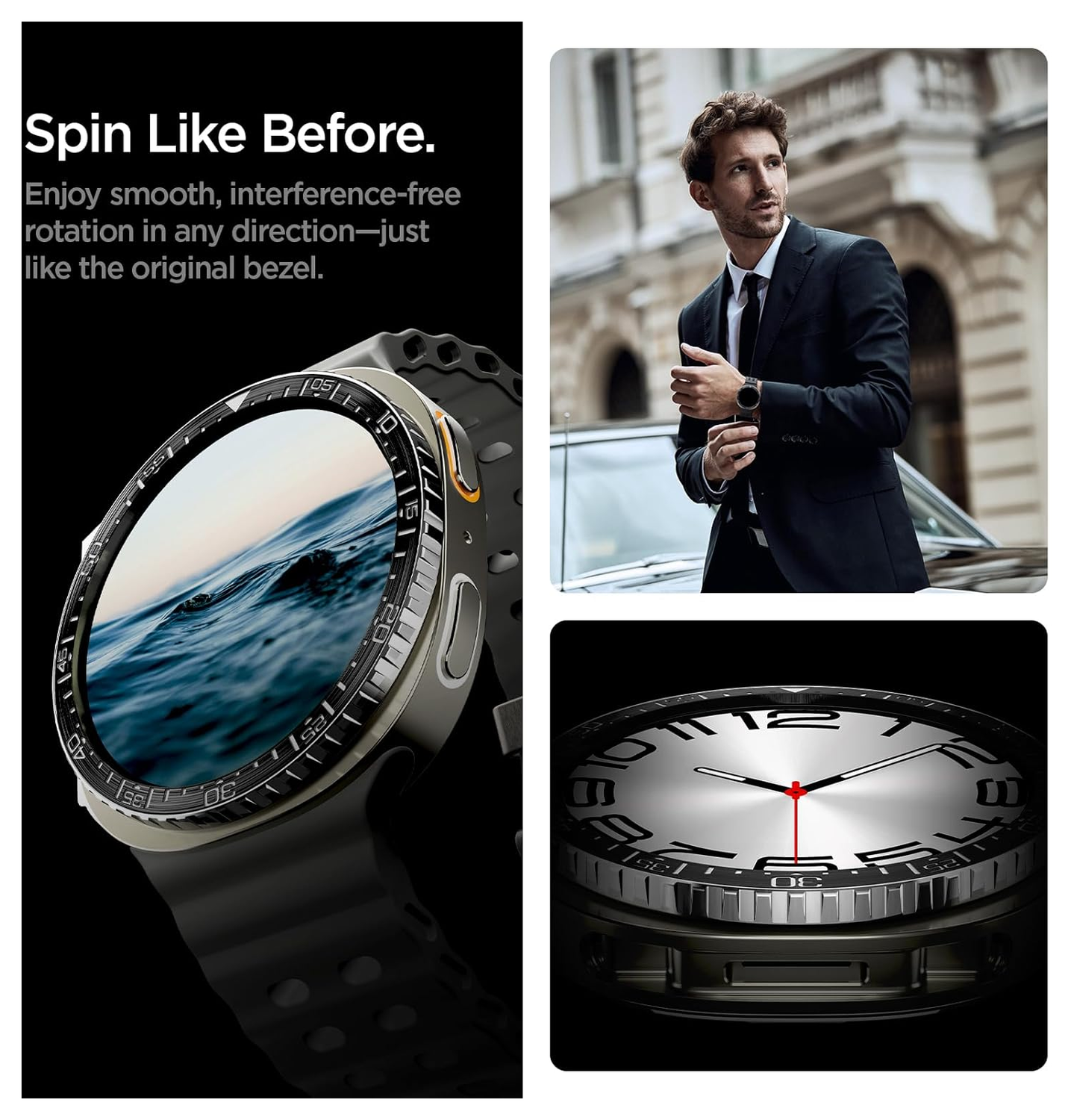 Spigen Samsung Galaxy Watch 8 44MM Bezel Ring Randbeschermer Zwart afbeelding 4