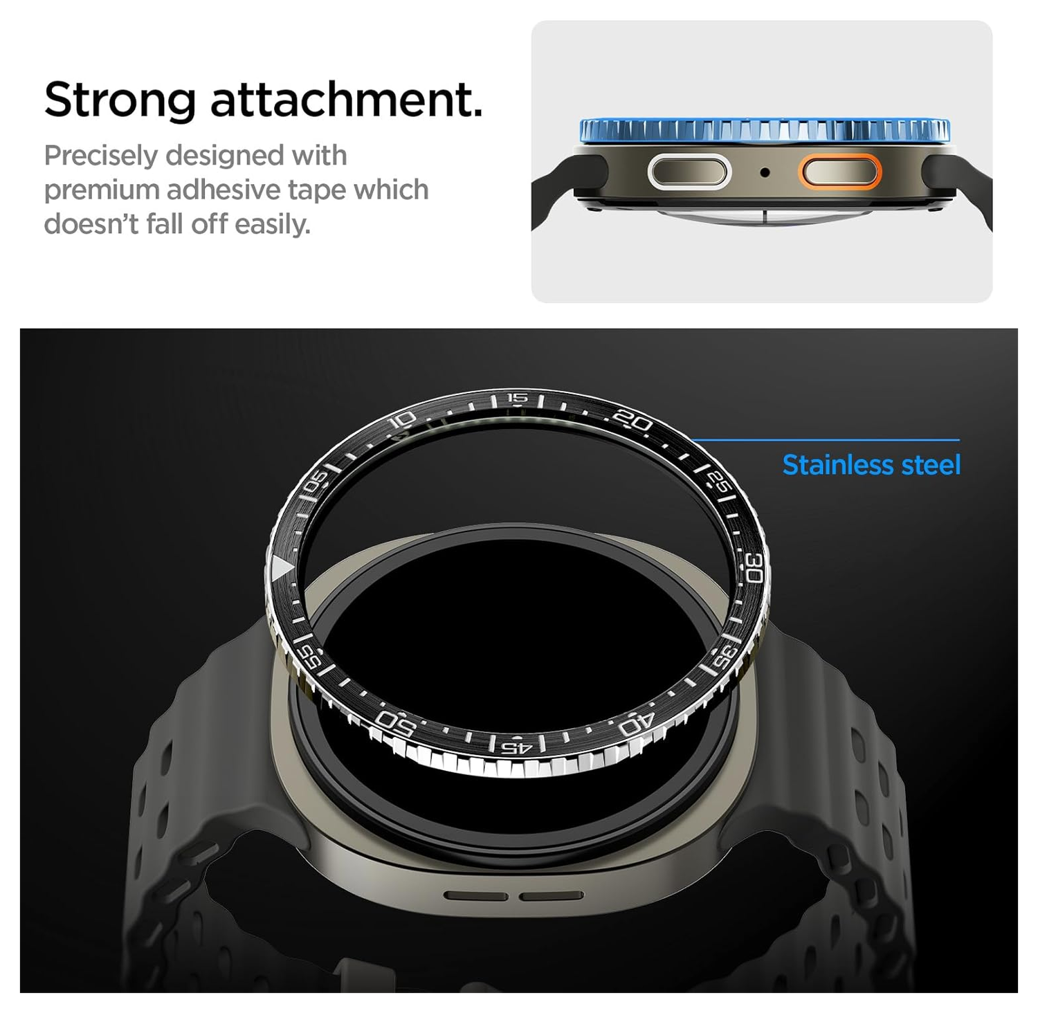 Spigen Samsung Galaxy Watch 8 44MM Bezel Ring Randbeschermer Zwart afbeelding 5