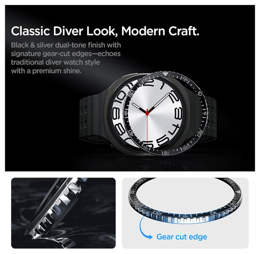 Spigen Samsung Galaxy Watch 8 44MM Bezel Ring Randbeschermer Zwart afbeelding 2