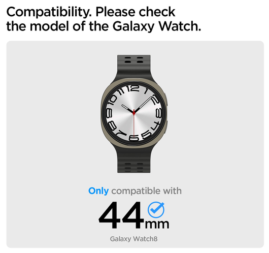 Spigen Samsung Galaxy Watch 8 44MM Bezel Ring Randbeschermer Zilver afbeelding 7