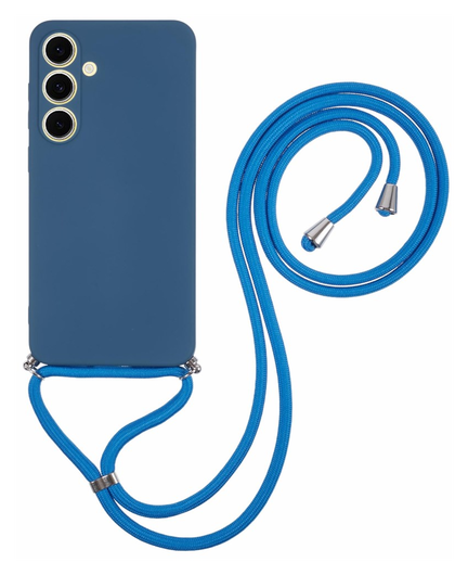 Samsung Galaxy S25 FE Hoesje met Koord en Camera Bescherming Blauw afbeelding 1