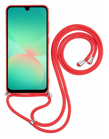 Samsung Galaxy A17 Hoesje met Koord en Camera Bescherming Back Cover Rood afbeelding 2
