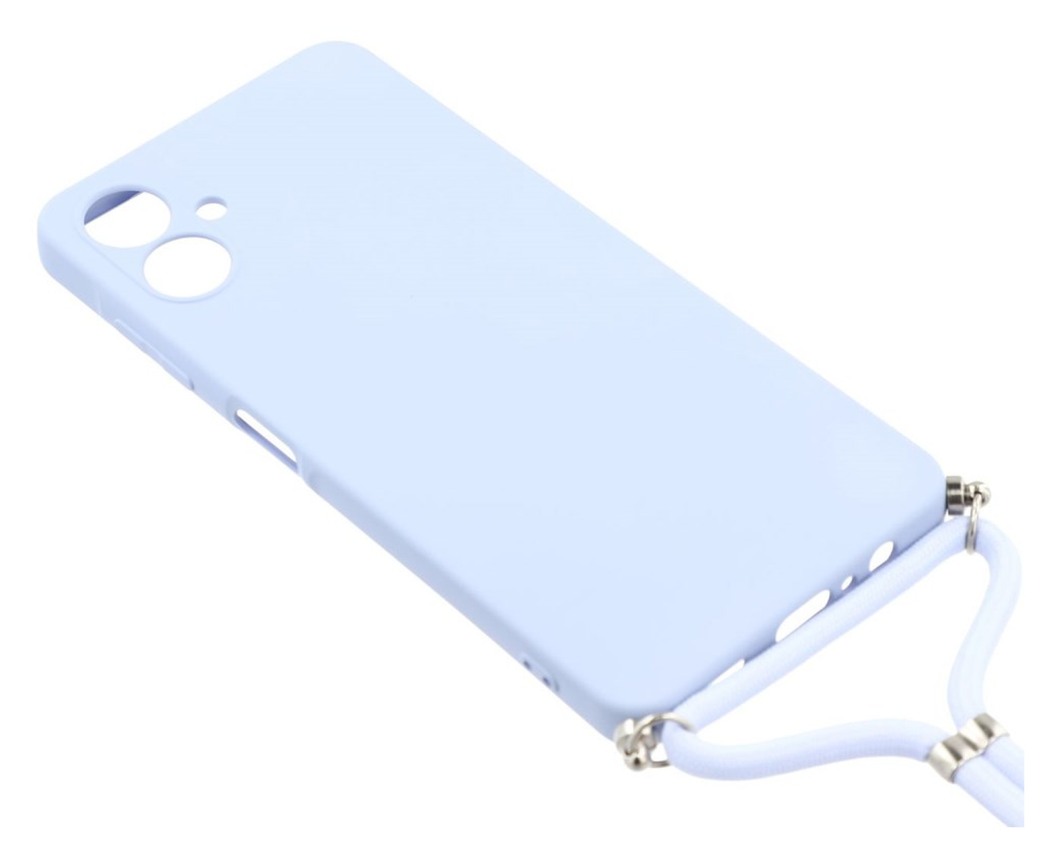 Samsung Galaxy A07 Hoesje met Koord en Camera Bescherming Back Cover Lichtpaars afbeelding 3