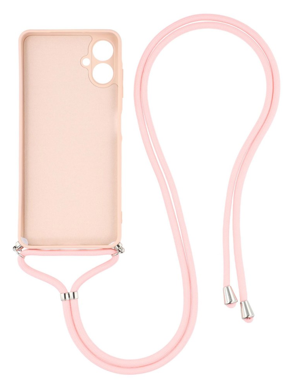 Samsung Galaxy A07 Hoesje met Koord en Camera Bescherming Back Cover Roze afbeelding 2