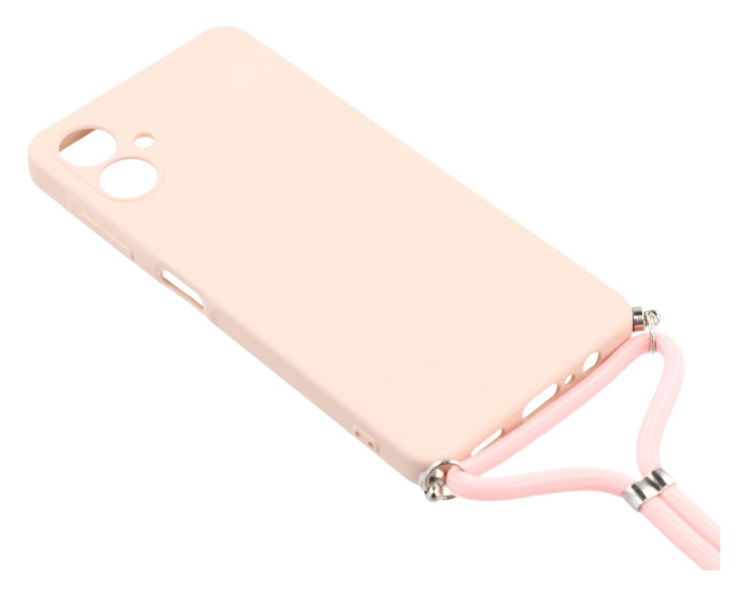 Samsung Galaxy A07 Hoesje met Koord en Camera Bescherming Back Cover Roze afbeelding 3