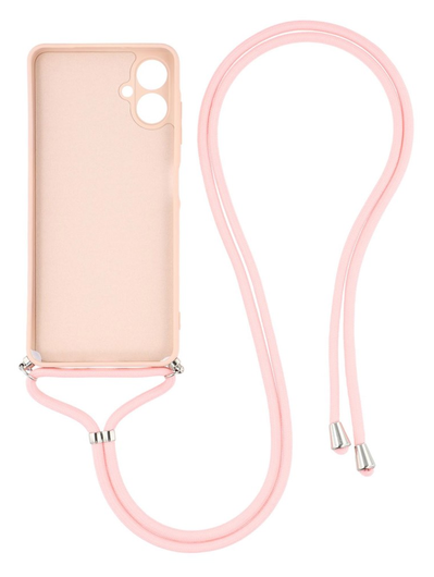 Samsung Galaxy A07 Hoesje met Koord en Camera Bescherming Back Cover Roze afbeelding 2