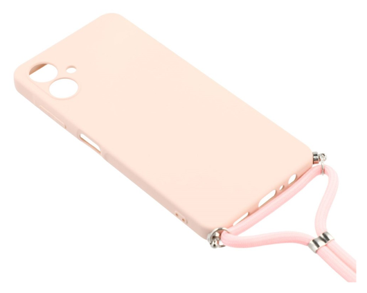 Samsung Galaxy A07 Hoesje met Koord en Camera Bescherming Back Cover Roze afbeelding 3