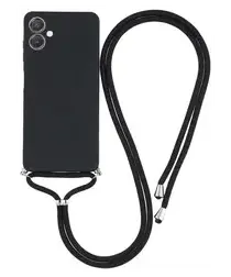 Samsung Galaxy A07 Hoesje met Koord en Camera Bescherming Back Cover Zwart afbeelding