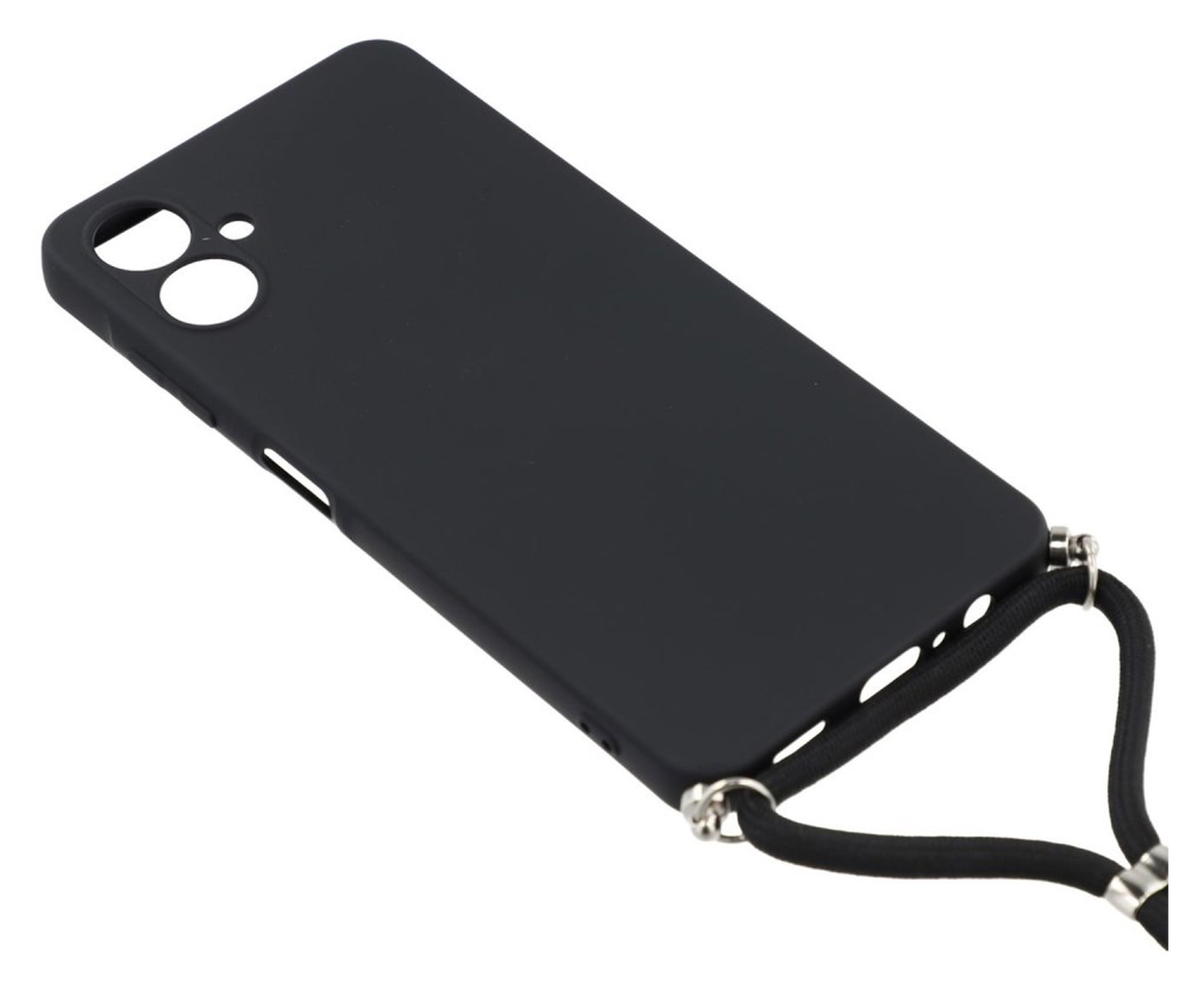 Samsung Galaxy A07 Hoesje met Koord en Camera Bescherming Back Cover Zwart afbeelding 3