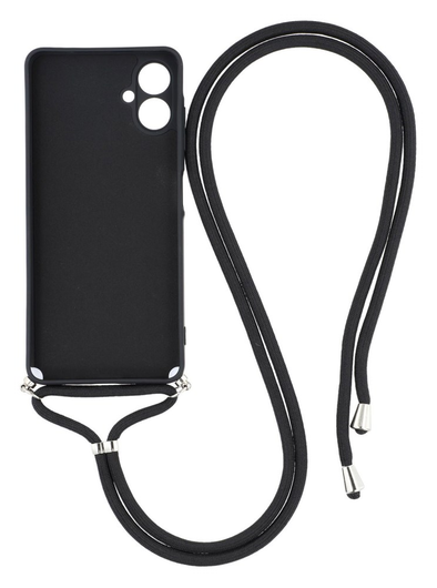 Samsung Galaxy A07 Hoesje met Koord en Camera Bescherming Back Cover Zwart afbeelding 2