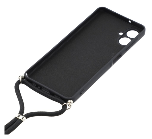 Samsung Galaxy A07 Hoesje met Koord en Camera Bescherming Back Cover Zwart afbeelding 5
