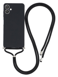 Samsung Galaxy A07 Hoesje met Koord en Camera Bescherming Back Cover Zwart