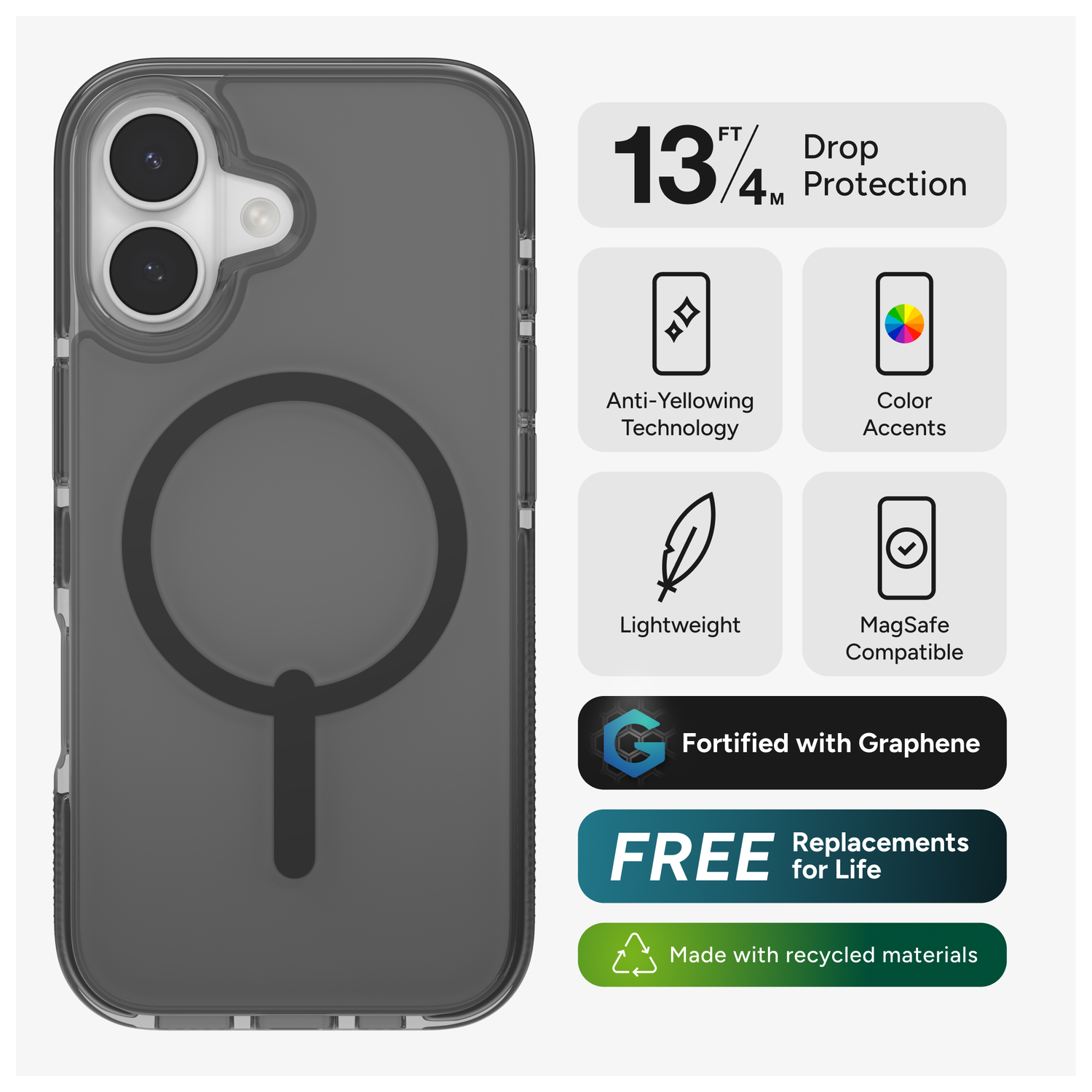 ZAGG Santa Cruz Snap Apple iPhone 17 Hoesje MagSafe Back Cover Matte Zwart afbeelding 2