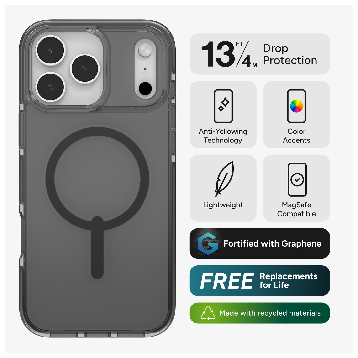 ZAGG Santa Cruz Snap iPhone 17 Pro Max Hoesje MagSafe Back Cover Matte Zwart afbeelding 2