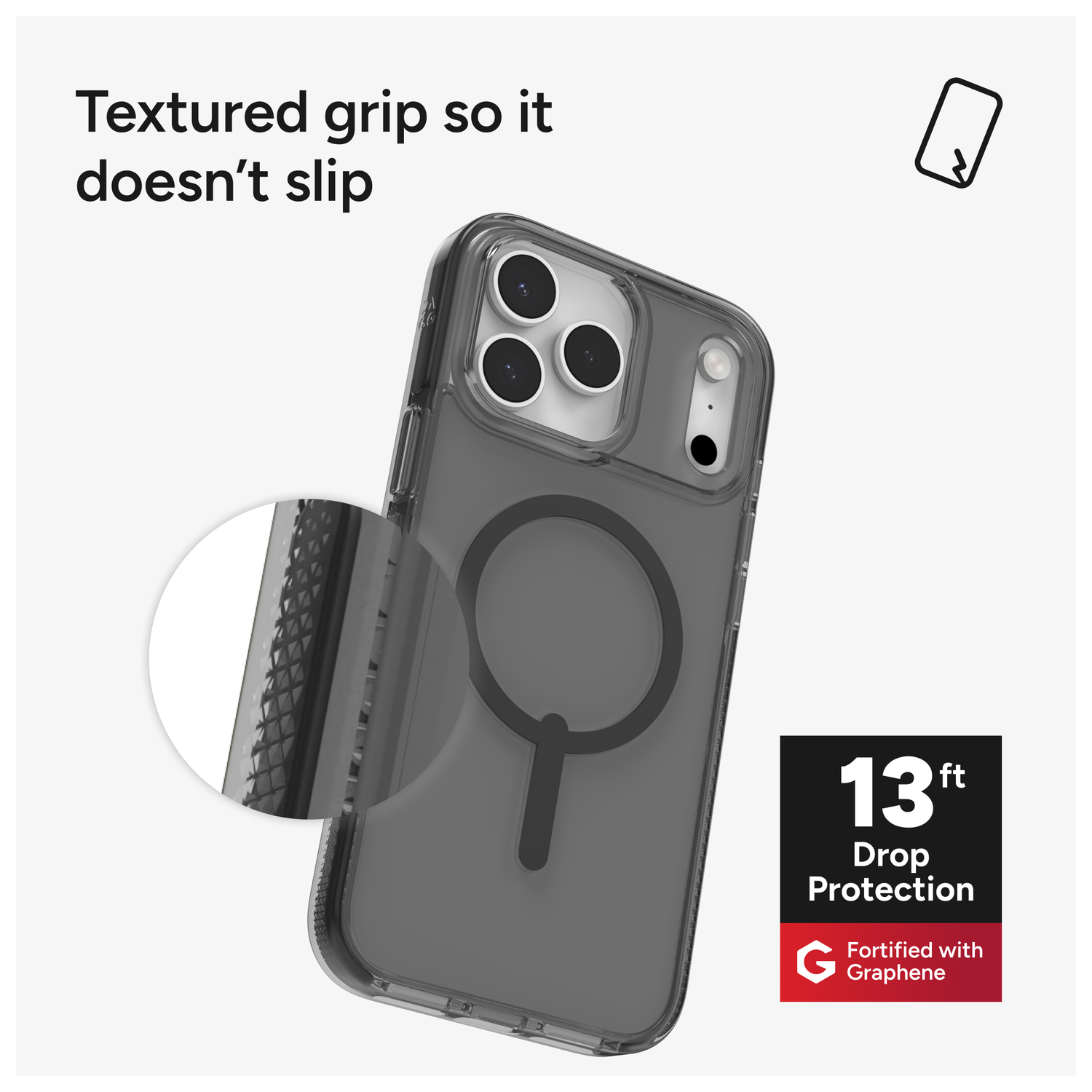 ZAGG Santa Cruz Snap iPhone 17 Pro Max Hoesje MagSafe Back Cover Matte Zwart afbeelding 5