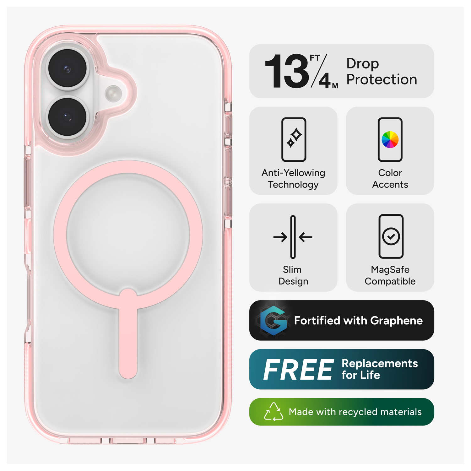 ZAGG Santa Cruz Snap Apple iPhone 17 Hoesje MagSafe Back Cover Roze afbeelding 4